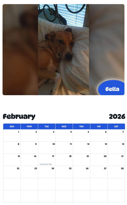October 2025 - September 2026 Bella - Pawidols Pet Calendar