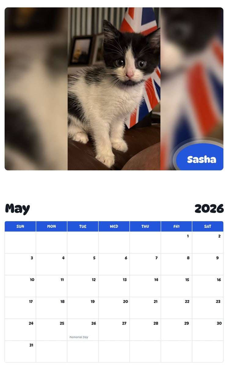 2026 - 2027 Sasha - Pawidols Pet Calendar