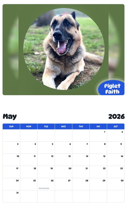 2026 - 2027 Piglet Faith - Pawidols Pet Calendar