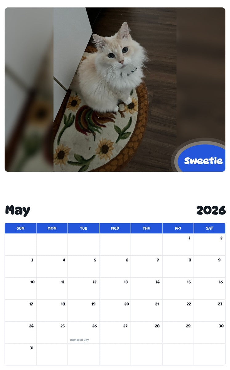 2026 - 2027 Sweetie - Pawidols Pet Calendar