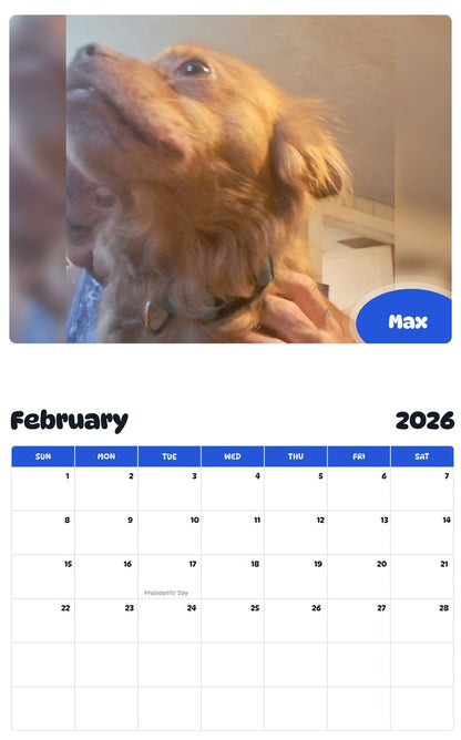 October 2025 - September 2026 Max - Pawidols Pet Calendar