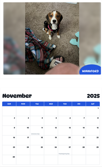 July 2025 - June 2026 Winniford - Pawidols Pet Calendar