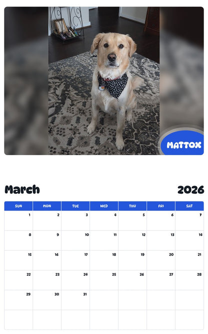 November 2025 - October 2026 MATTOX - Pawidols Pet Calendar