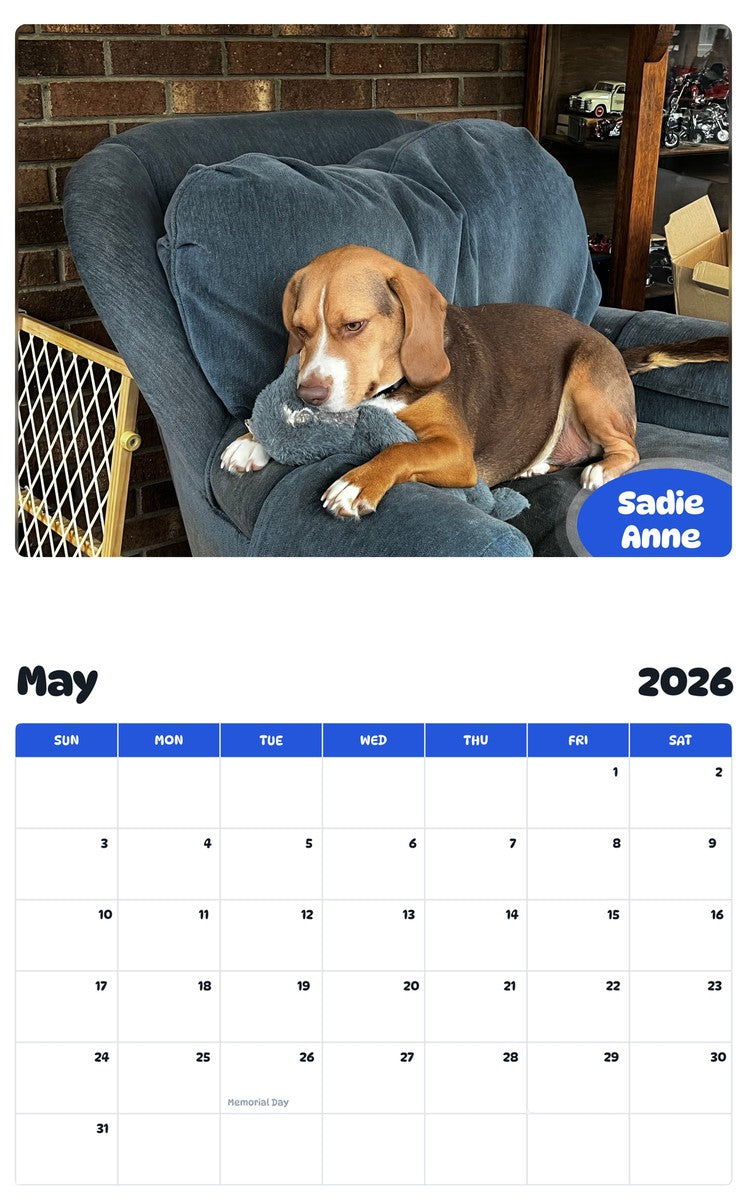 2026 - 2027 Sadie Anne - Pawidols Pet Calendar