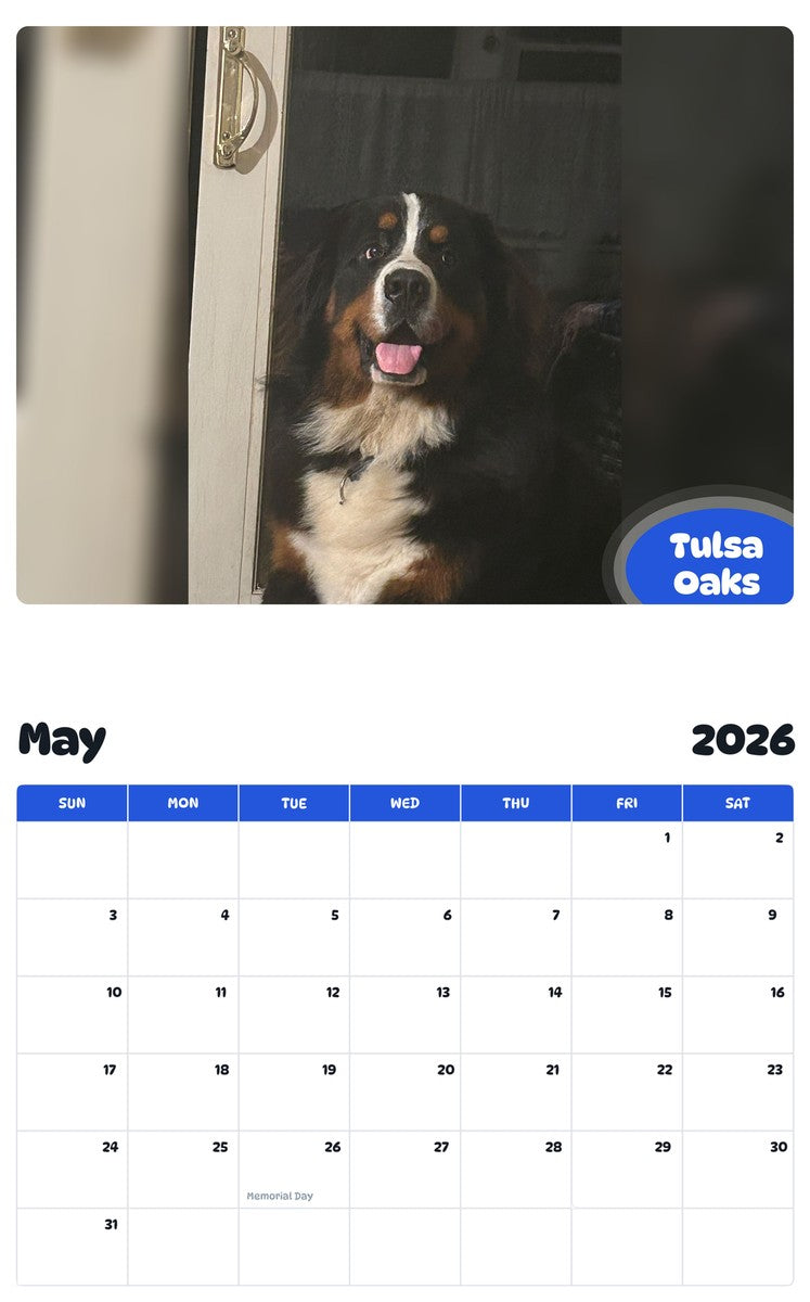 2026 - 2027 Tulsa Oaks - Pawidols Pet Calendar