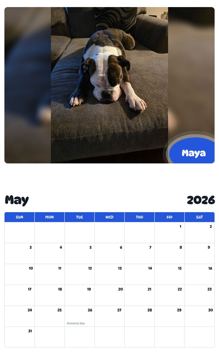 2026 - 2027 Maya - Pawidols Pet Calendar
