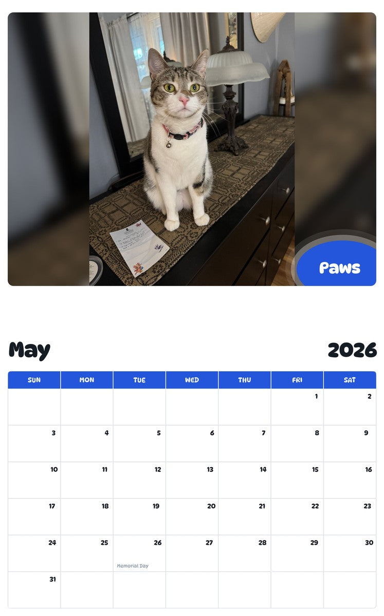 2026 - 2027 Paws - Pawidols Pet Calendar