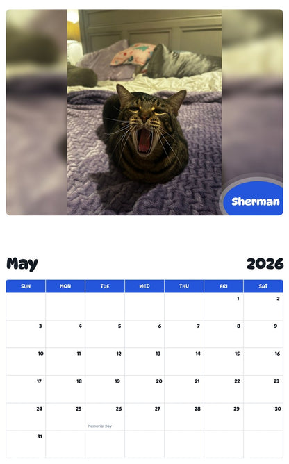 2026 - 2027 Sherman - Pawidols Pet Calendar