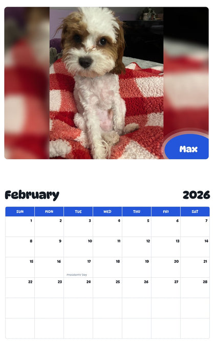 October 2025 - September 2026 Max - Pawidols Pet Calendar