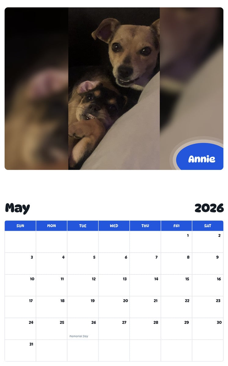 2026 - 2027 Annie - Pawidols Pet Calendar