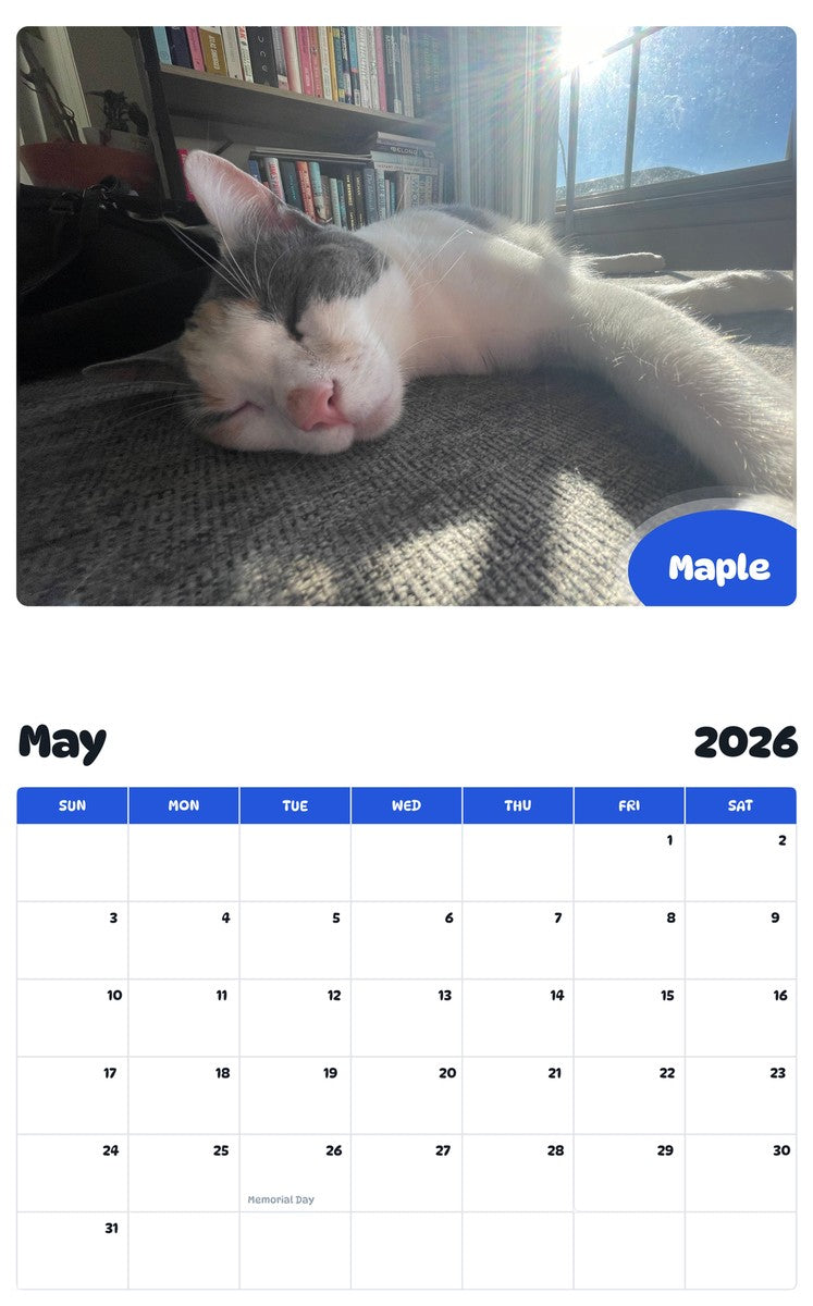 2026 - 2027 Maple - Pawidols Pet Calendar