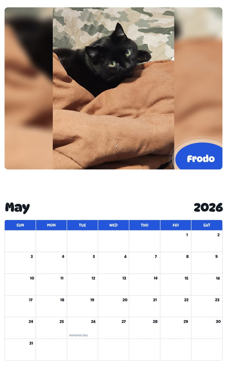 2026 - 2027 Frodo - Pawidols Pet Calendar