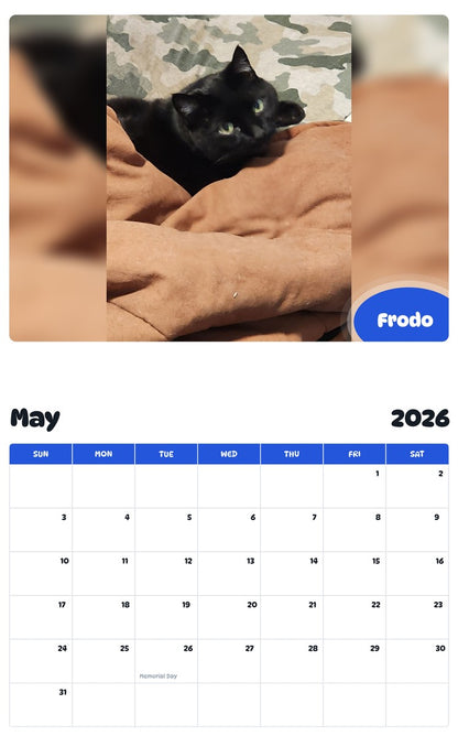 2026 - 2027 Frodo - Pawidols Pet Calendar