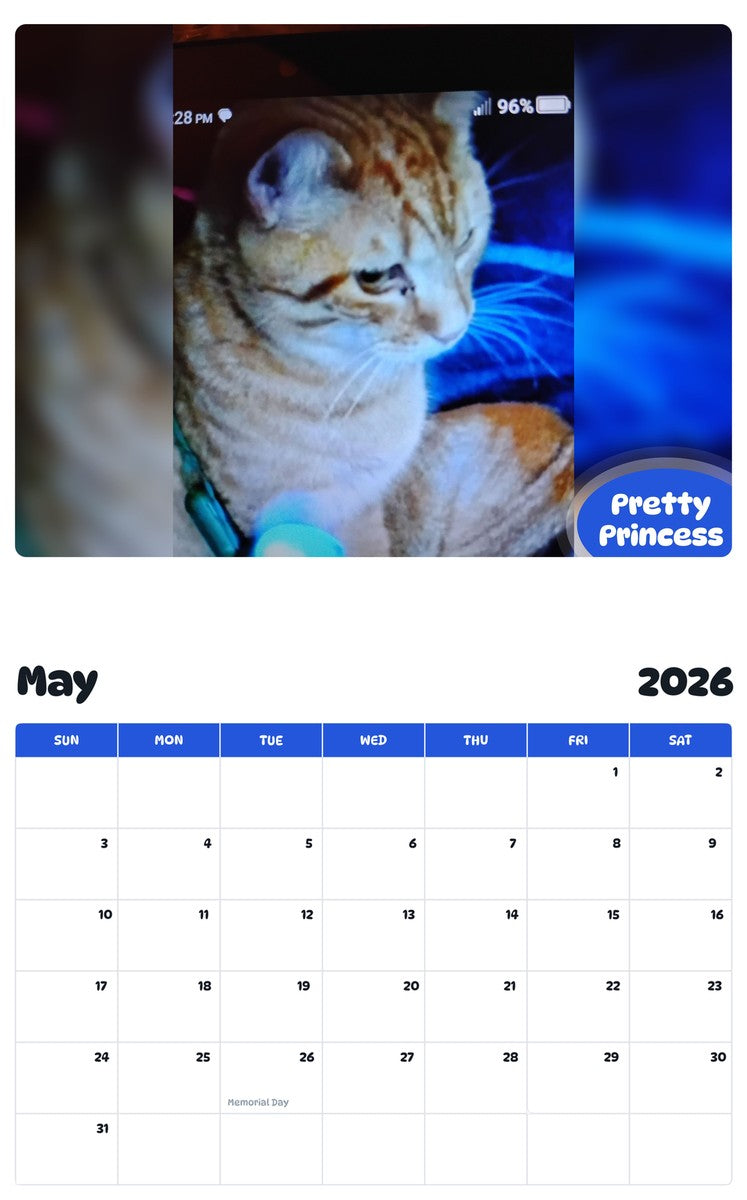 2026 - 2027 Pretty Princess - Pawidols Pet Calendar