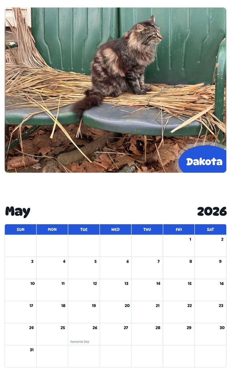 2026 - 2027 Dakota - Pawidols Pet Calendar