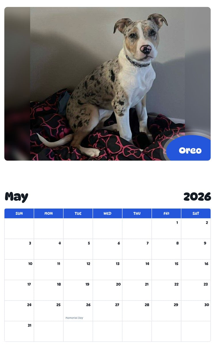 2026 - 2027 Oreo - Pawidols Pet Calendar