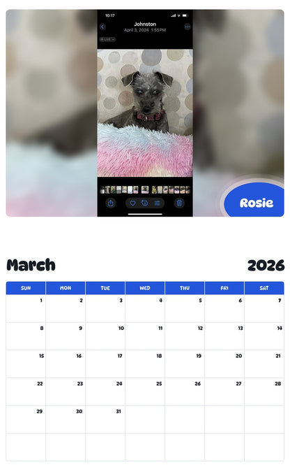 November 2025 - October 2026 Rosie - Pawidols Pet Calendar