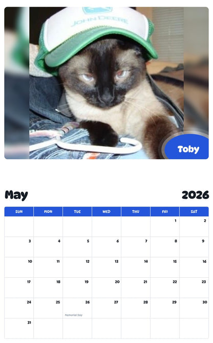 2026 - 2027 Toby - Pawidols Pet Calendar