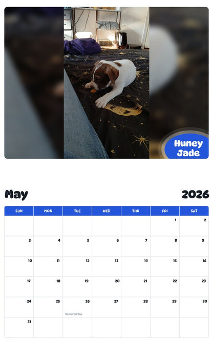 2026 - 2027 Huney Jade - Pawidols Pet Calendar
