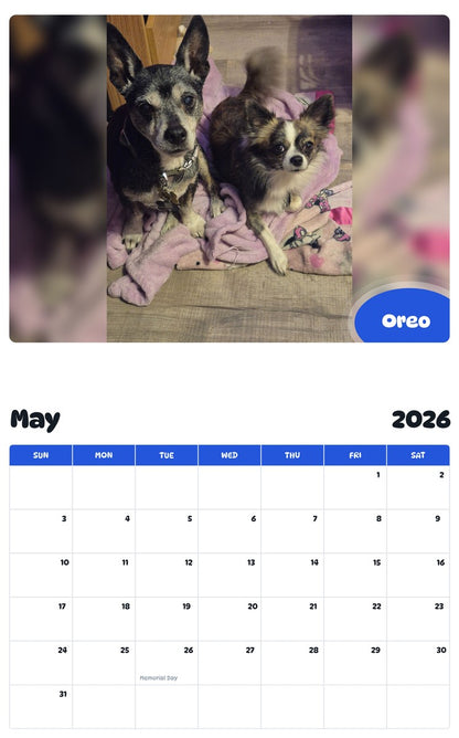 2026 - 2027 Oreo - Pawidols Pet Calendar