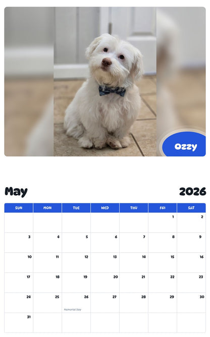 2026 - 2027 Ozzy - Pawidols Pet Calendar