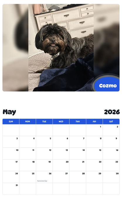 2026 - 2027 Cozmo - Pawidols Pet Calendar