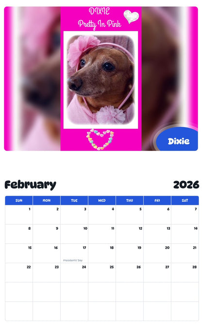 October 2025 - September 2026 Dixie - Pawidols Pet Calendar