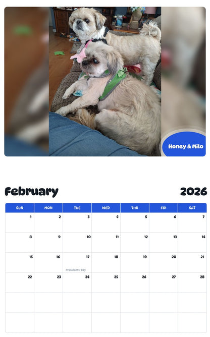 October 2025 - September 2026 Honey & Milo - Pawidols Pet Calendar