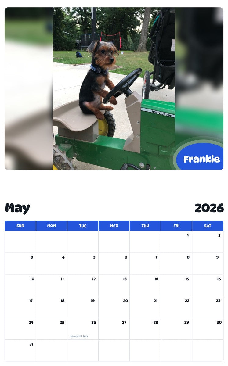 2026 - 2027 Frankie - Pawidols Pet Calendar