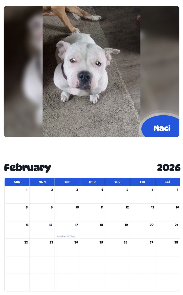 October 2025 - September 2026 Maci - Pawidols Pet Calendar