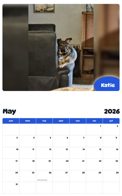 2026 - 2027 Katie - Pawidols Pet Calendar