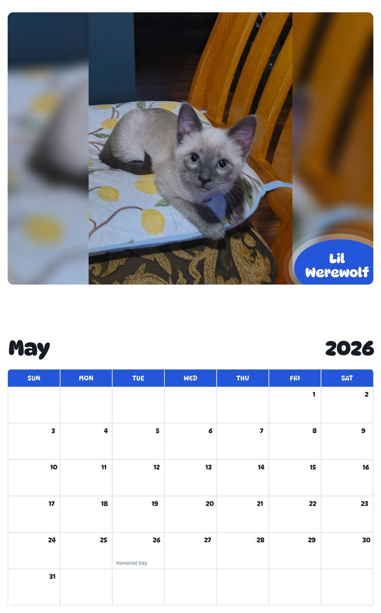 2026 - 2027 Lil Werewolf - Pawidols Pet Calendar