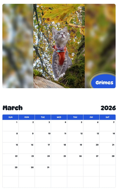 November 2025 - October 2026 Grimes - Pawidols Pet Calendar