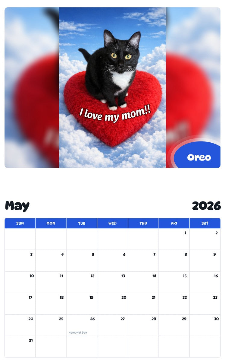 2026 - 2027 Oreo - Pawidols Pet Calendar