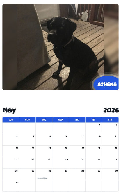 2026 - 2027 ATHENA - Pawidols Pet Calendar