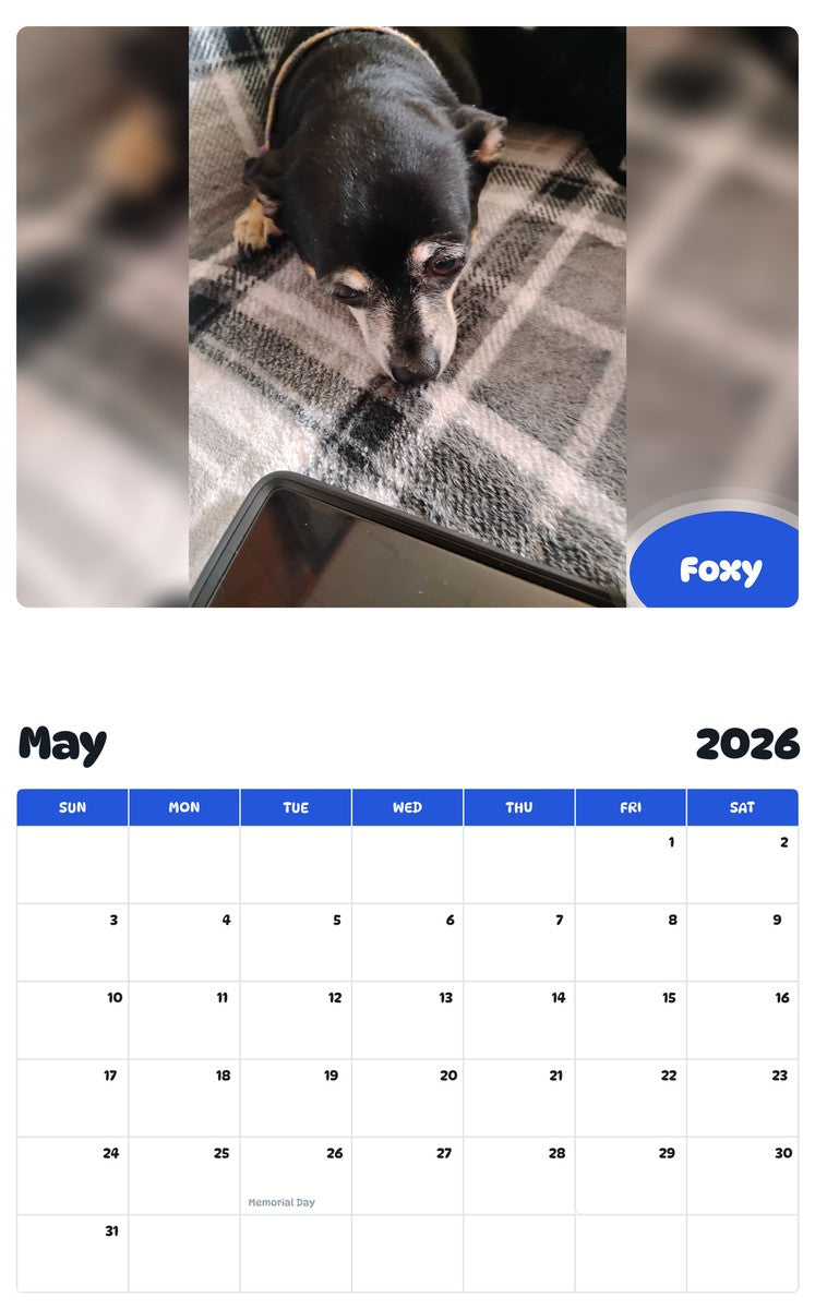 2026 - 2027 Foxy - Pawidols Pet Calendar