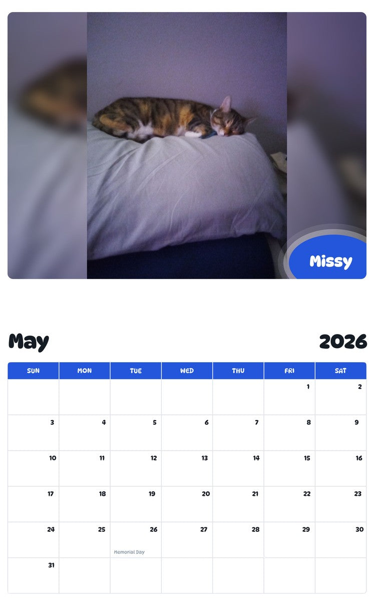 2026 - 2027 Missy - Pawidols Pet Calendar