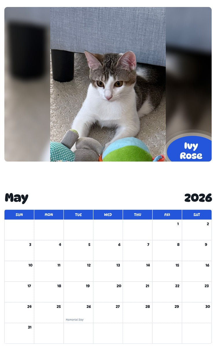 2026 - 2027 Ivy Rose - Pawidols Pet Calendar