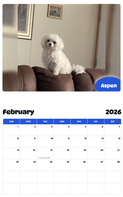 October 2025 - September 2026 Aspen - Pawidols Pet Calendar