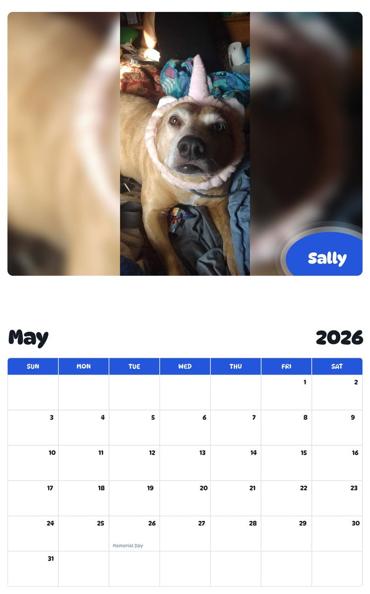 2026 - 2027 Sally - Pawidols Pet Calendar