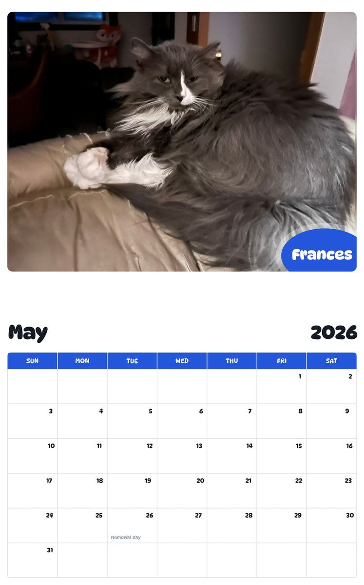 2026 - 2027 Frances - Pawidols Pet Calendar