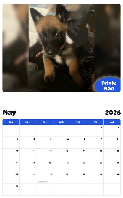 2026 - 2027 Trixie Mae - Pawidols Pet Calendar