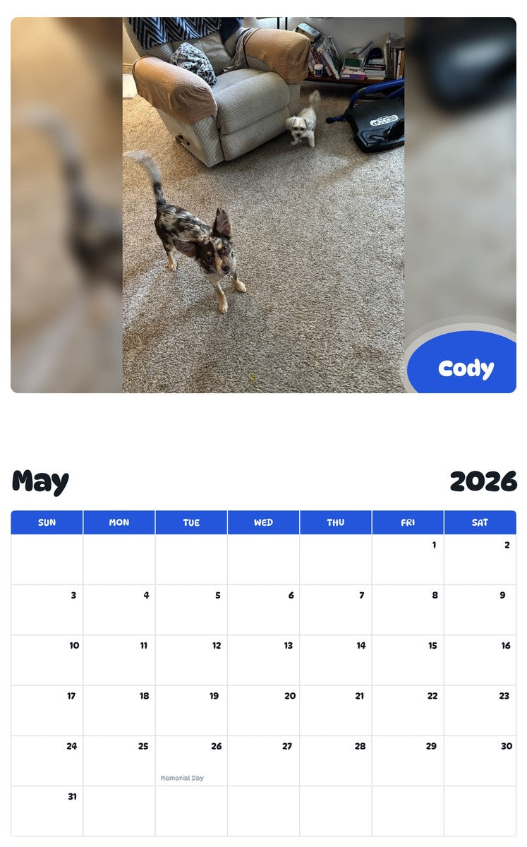 2026 - 2027 Cody - Pawidols Pet Calendar