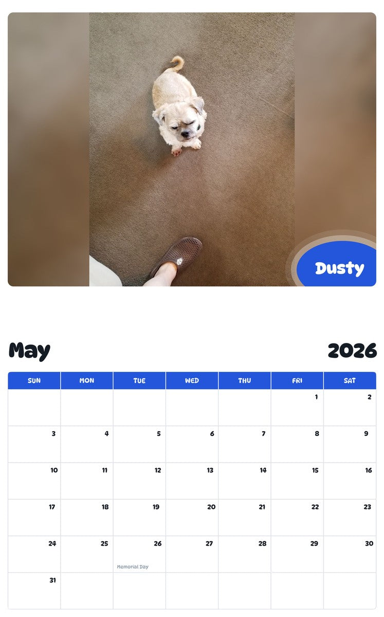 2026 - 2027 Dusty - Pawidols Pet Calendar