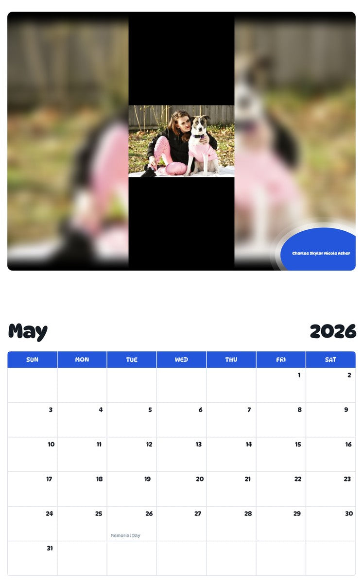 2026 - 2027 Charlee Skylar Nicole Asher - Pawidols Pet Calendar