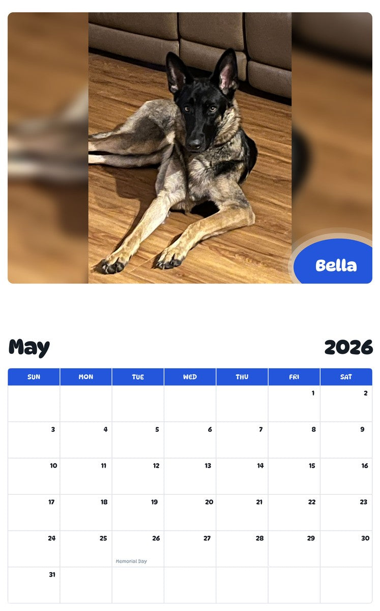 2026 - 2027 Bella - Pawidols Pet Calendar