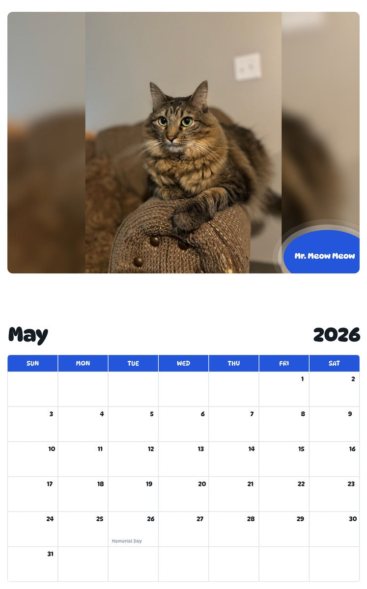 2026 - 2027 Mr. Meow Meow - Pawidols Pet Calendar