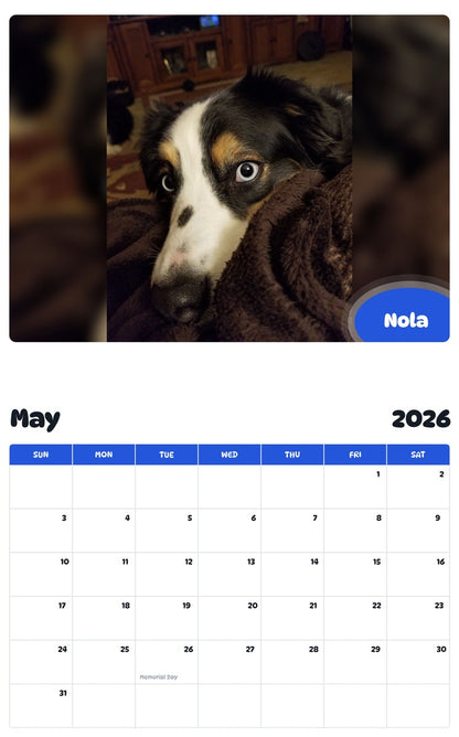 2026 - 2027 Nola - Pawidols Pet Calendar