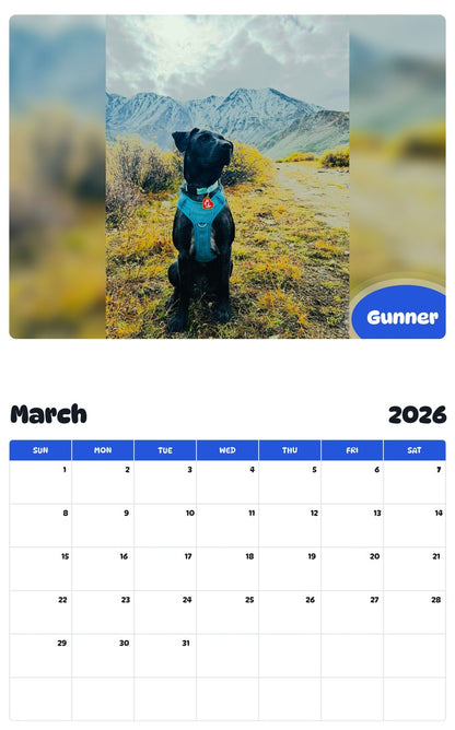 November 2025 - October 2026 Gunner - Pawidols Pet Calendar
