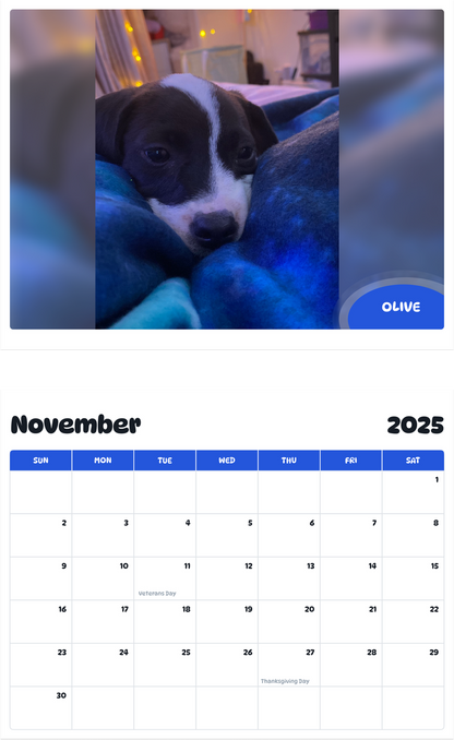 July 2025 - June 2026 Olive - Pawidols Pet Calendar